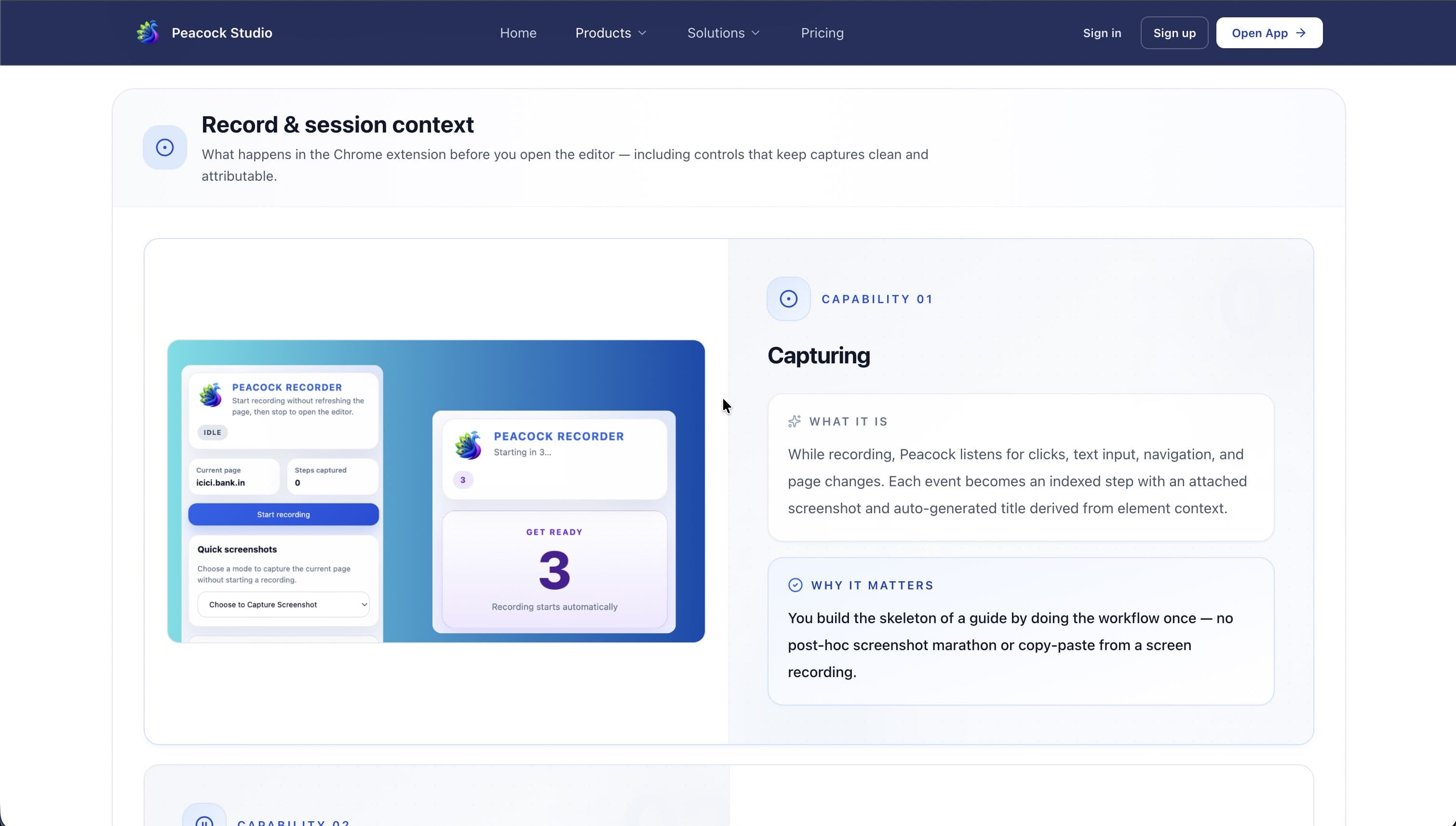 Peacock Studio product features - Flow Doc