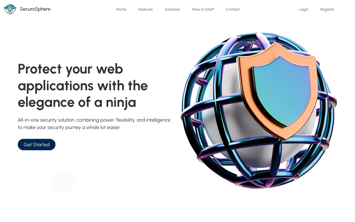 SecuroSphere landing — protect web applications
